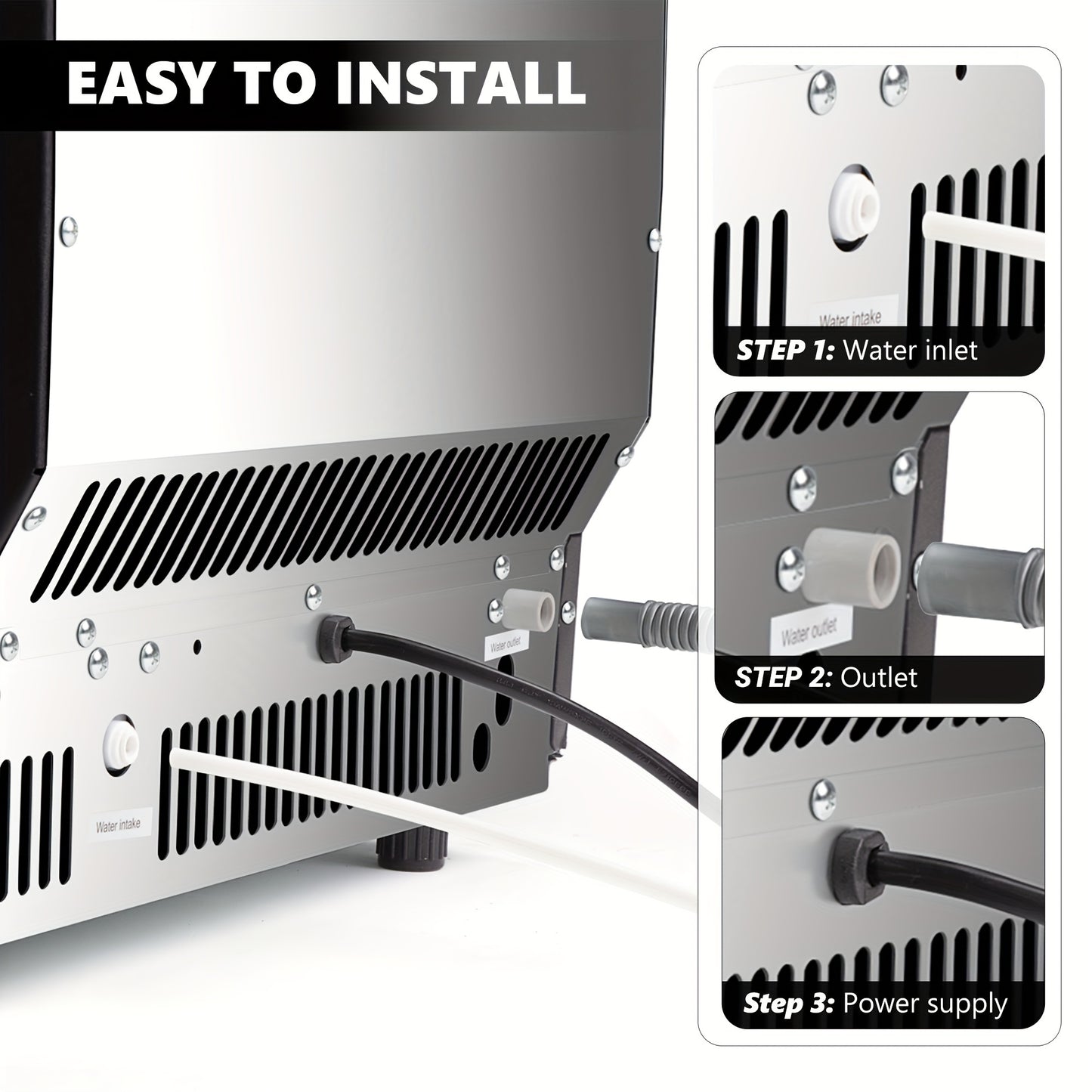 100lbs/24H Commercial Ice Maker & 26lbs/24H Bullet Ice Maker. 9 Ice Cubes Ready In 6 Mins Countertop Ice Maker Machine With Handle. Stainless Steel Under Counter Ice Machine With 33lbs Ice Storage Capacity. Auto-Cleaning. For