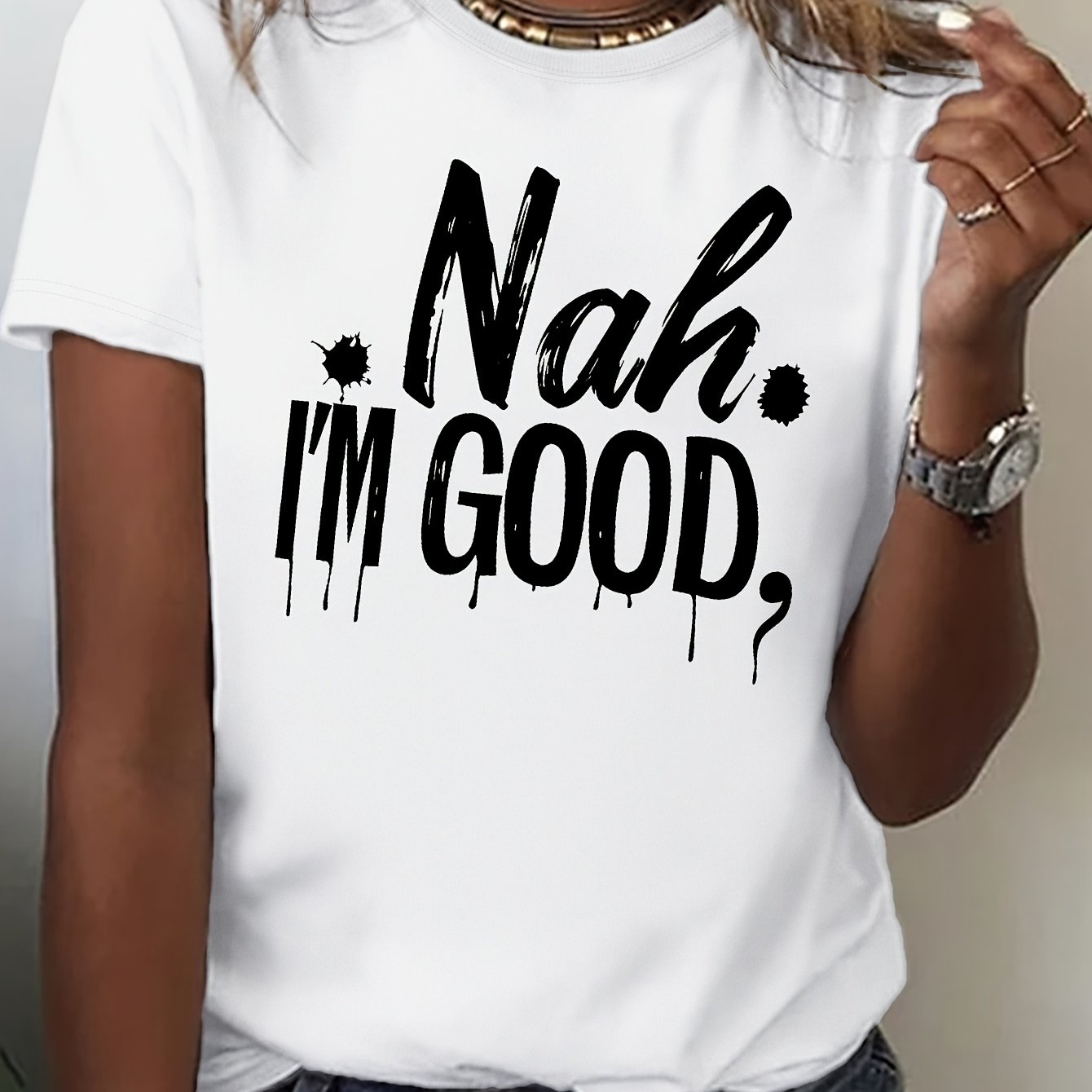 Women's Casual Graphic T-Shirt - "Without God I Am Nothing" Design, Soft & Comfortable Fabric, Black with White Lettering, Perfect for Spring/Summer Outfits, Spring Summer Apparel | Relaxed Fit Top | Nonsheer Material