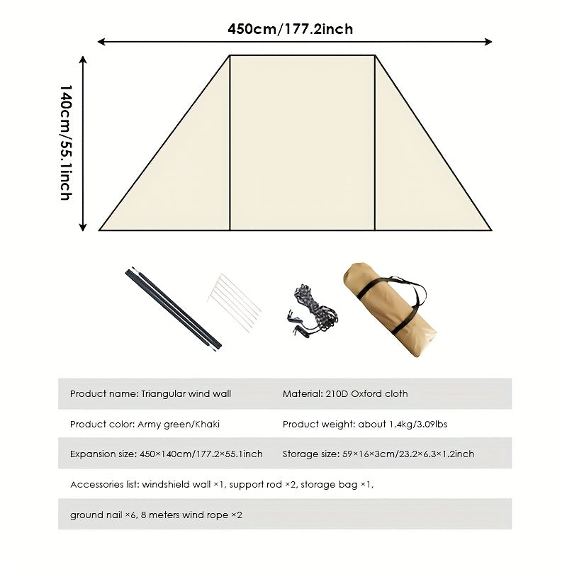 1pc Foldable Camping Windscreen, Oxford Cloth Outdoor Cooking & Picnic Windshield, Gas Burner Protection, Tent Shelter Wind Guard, Beige/Green/Coffee - Uncharged