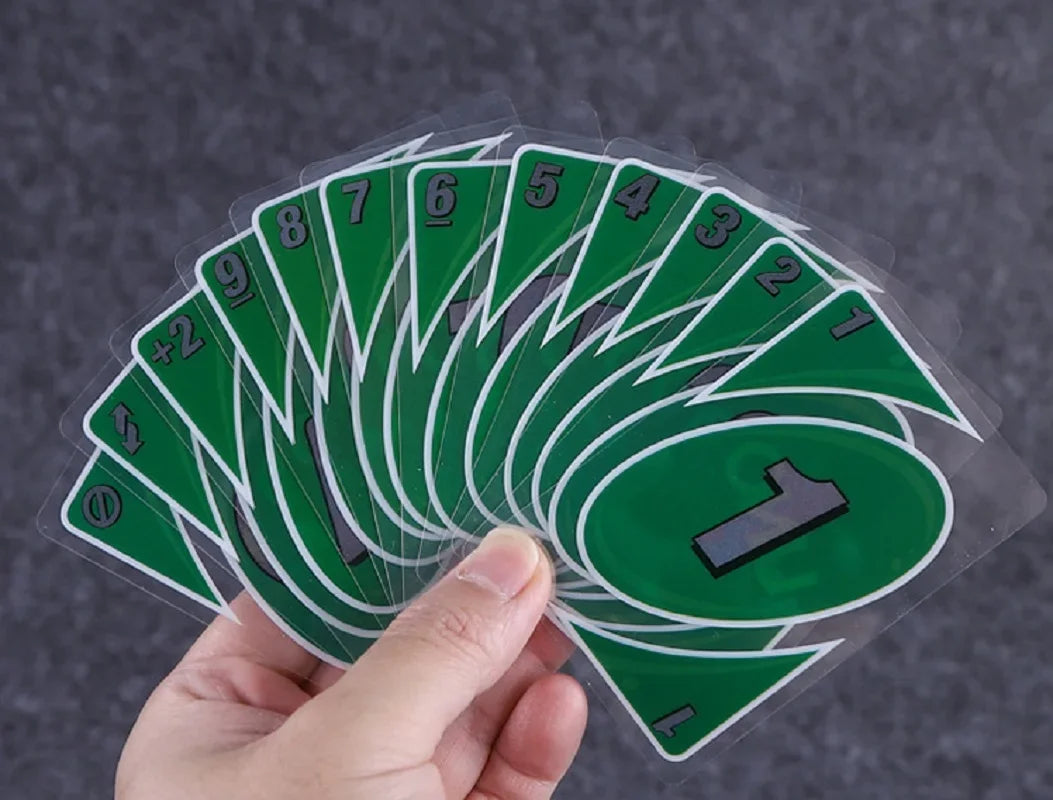 New UNO H2O Card Game Clear WaterProof Pressure Proof PVC Plastic Transparent Kids Toys Playing Cards Board Games Birthday Gifts