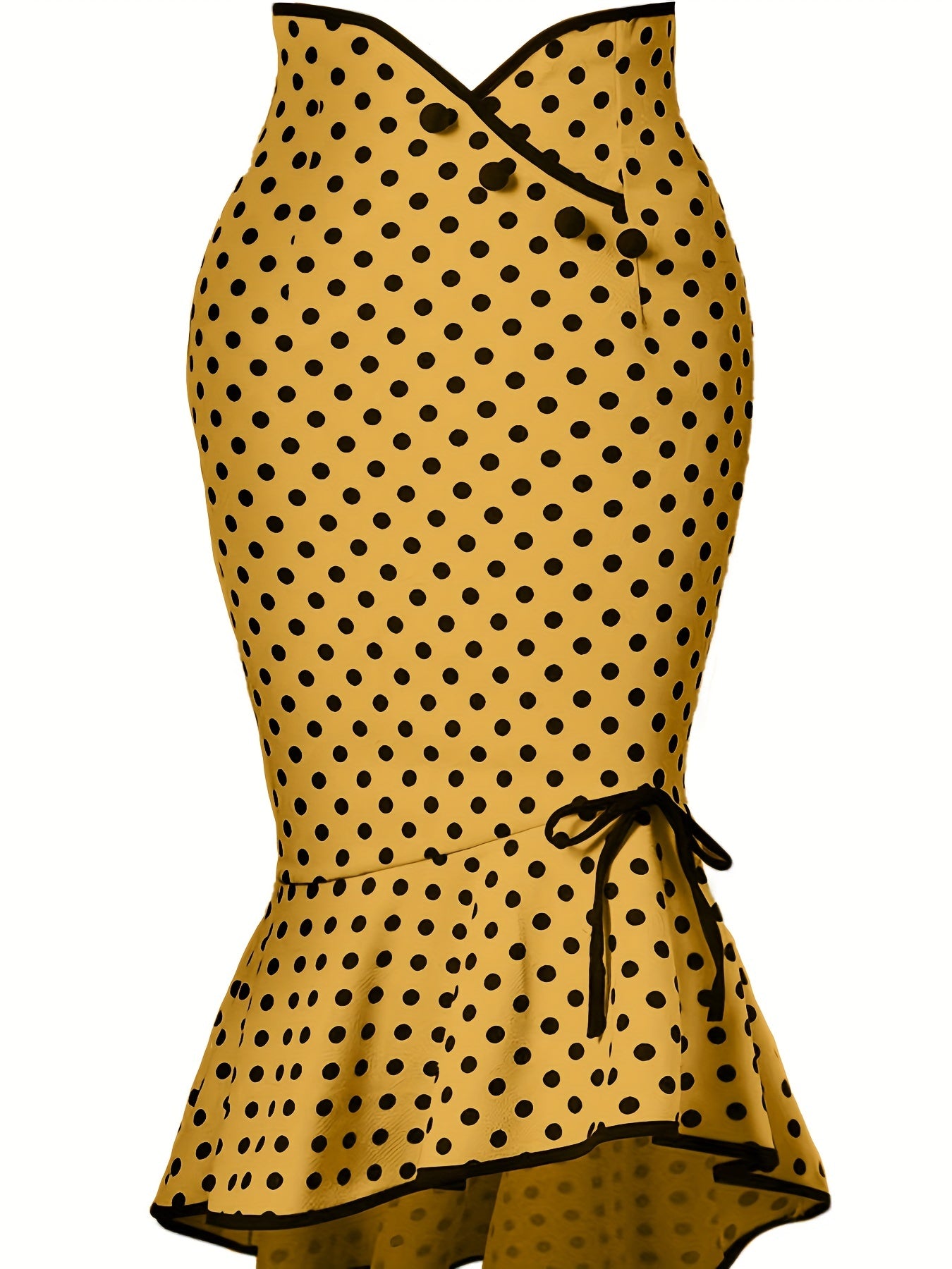 Chic Polka Dot Bodycon Skirt - Lace-Up Side & Fishtail Hem - Stretch Fit for Parties