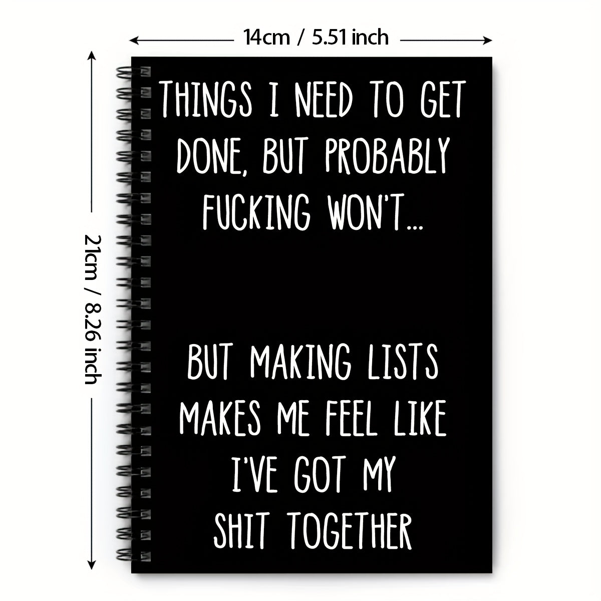 1pc Humorous Spiral Notebook, "I've Got My Shit Together" To-Do List Planner, Inappropriate Gift for Coworkers & Friends, Black Paper, Plain Ruled, Perforated Pages, 5.5x8.3 inches