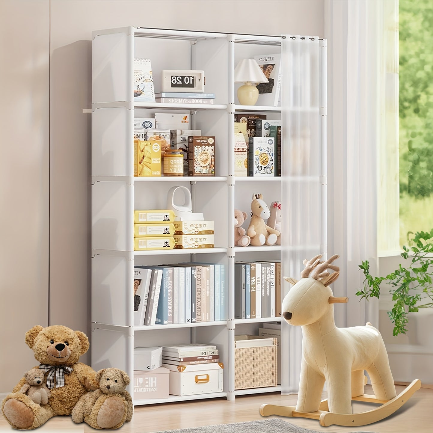 [White Space-Saving Bookcase] 5/6-Tier White Bookcase - Space-Saving Dustproof Storage Rack - Versatile Display Cabinet