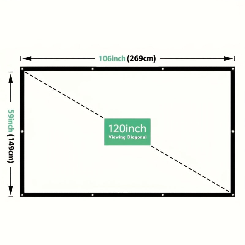 1pc 2025 Portable HD Projection Screen 100/120 Inch - Foldable Wrinkle-Free Oxford Cloth Manual Home Theater Screen for Indoor & Outdoor Use, Backyard Movies, Camping, Media Display, Camping Entertainment | Landscape Compatib