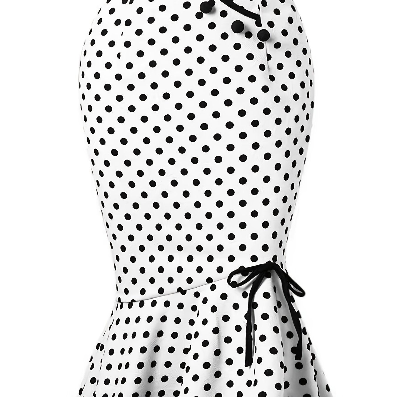 Chic Polka Dot Bodycon Skirt - Lace-Up Side & Fishtail Hem - Stretch Fit for Parties