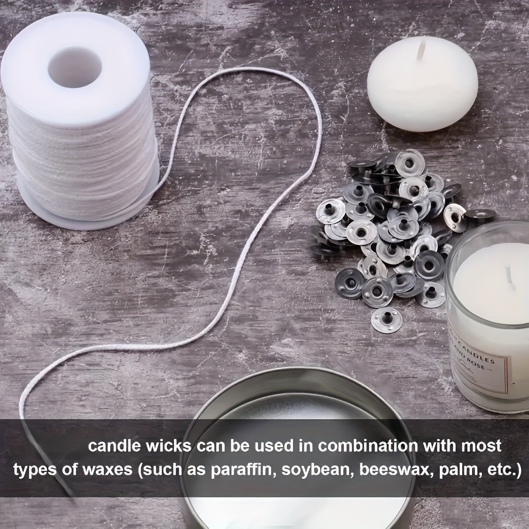 DIY Candle Making Kit - 2401.57inch Smokeless Wick Set with Mold Punch, Holder & Retainer for Aromatherapy Crafts - Durable Cylindrical Thread Design