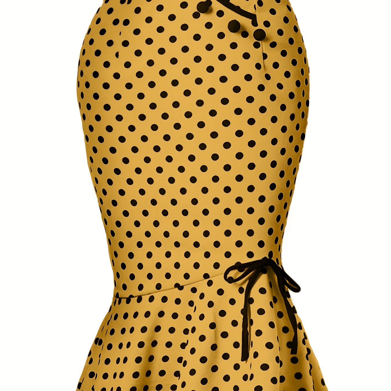 Chic Polka Dot Bodycon Skirt - Lace-Up Side & Fishtail Hem - Stretch Fit for Parties