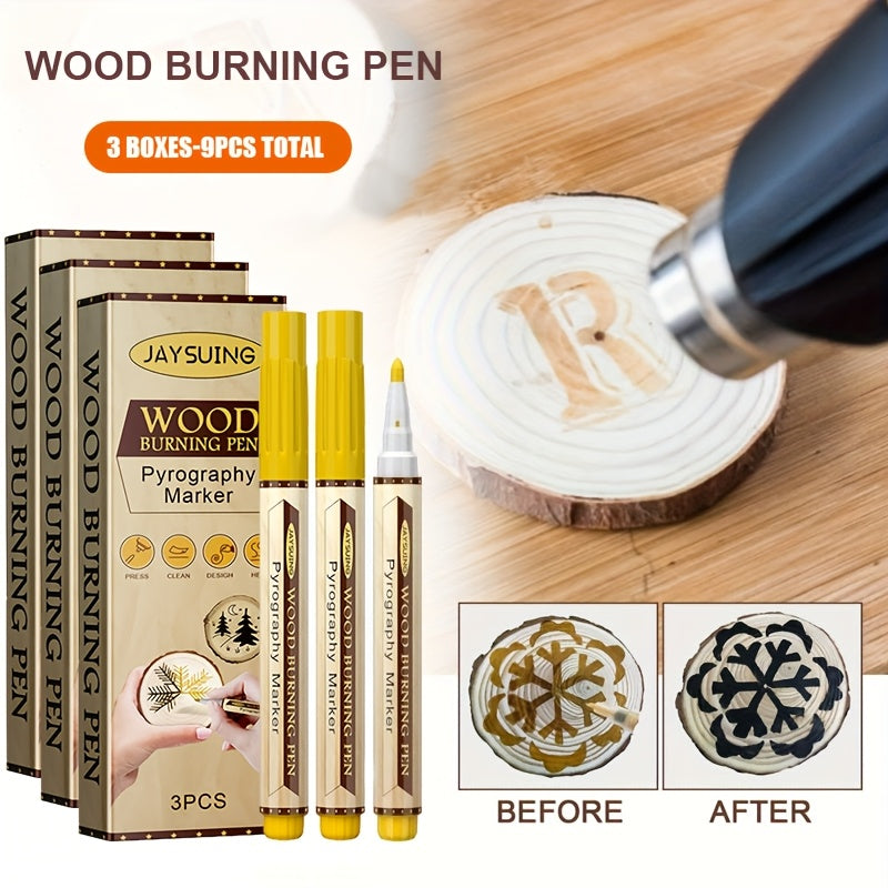 3box-9pcs Total Burning Wood Pen Set, Woodcut DIY Welding Brush, Burning Wood Marking Pen Set, Birthday Gift, New Year gift