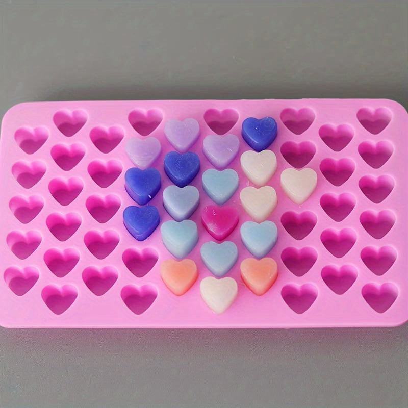 55 Compartment Heart-Shaped Silicone Candle Mold - Perfect for DIY Candles, Small Love Cakes, Chocolate Baking, and More - Food Safe Silicone - For Baking Enthusiasts & DIY Lovers - Ideal Gift for Valentine's Day & Birthdays