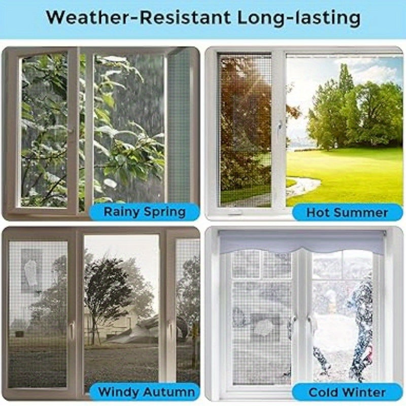 Strong Adhesive Screen Patch - 1pc Black Fiberglass Screen Repair Tape, 78.74IN - Waterproof Mesh Repair for Windows or Doors, Covering up Holes and Tears Instantly