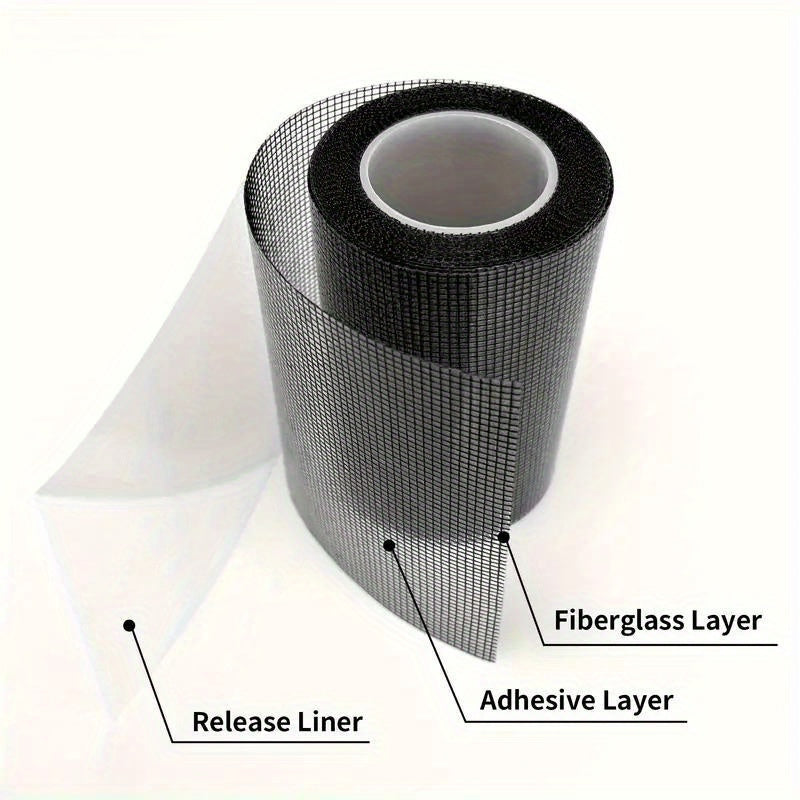 Strong Adhesive Screen Patch - 1pc Black Fiberglass Screen Repair Tape, 78.74IN - Waterproof Mesh Repair for Windows or Doors, Covering up Holes and Tears Instantly