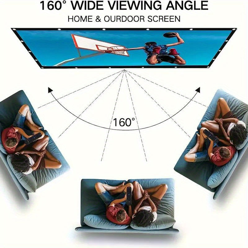 1pc 2025 Portable HD Projection Screen 100/120 Inch - Foldable Wrinkle-Free Oxford Cloth Manual Home Theater Screen for Indoor & Outdoor Use, Backyard Movies, Camping, Media Display, Camping Entertainment | Landscape Compatib