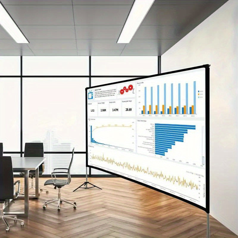 1pc 2025 Portable HD Projection Screen 100/120 Inch - Foldable Wrinkle-Free Oxford Cloth Manual Home Theater Screen for Indoor & Outdoor Use, Backyard Movies, Camping, Media Display, Camping Entertainment | Landscape Compatib