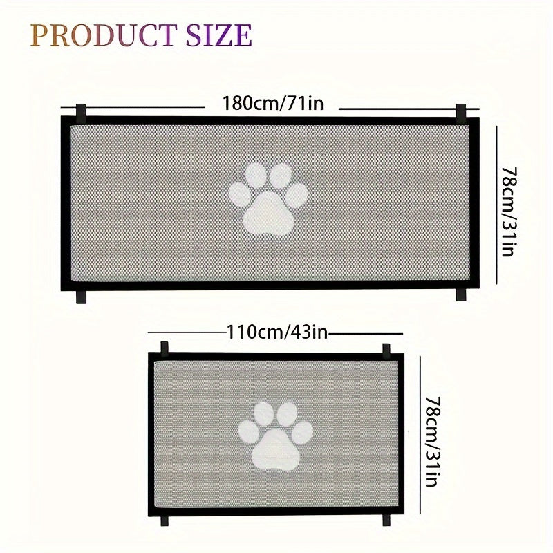 Expandable Safety Pet Gate Plus - Durable, Adjustable, and Portable PE Mesh Barrier for Indoor and Outdoor Use, Easy to Install, Stair Gate for Pets, Versatile, Space-Saving, and Compact Design for Maximum Convenience