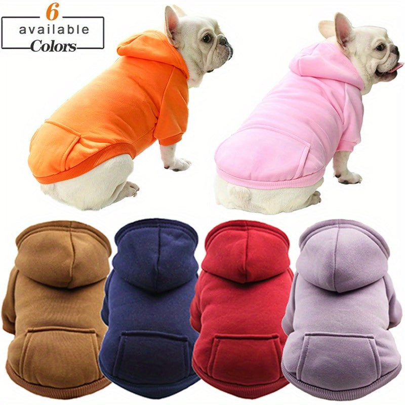 1pc Cozy Pet Hoodie Sweatshirt - All-Season Pullover Dog Jacket with Fleece Lining, Pocket, and Hood for Small to Medium Breeds - Woven Polyester Doggy Costume for Chihuahuas, French Bulldogs & More