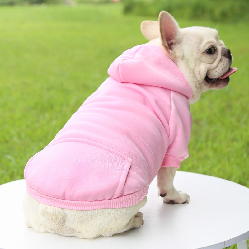 1pc Cozy Pet Hoodie Sweatshirt - All-Season Pullover Dog Jacket with Fleece Lining, Pocket, and Hood for Small to Medium Breeds - Woven Polyester Doggy Costume for Chihuahuas, French Bulldogs & More