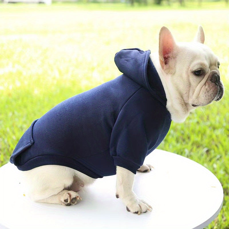 1pc Cozy Pet Hoodie Sweatshirt - All-Season Pullover Dog Jacket with Fleece Lining, Pocket, and Hood for Small to Medium Breeds - Woven Polyester Doggy Costume for Chihuahuas, French Bulldogs & More