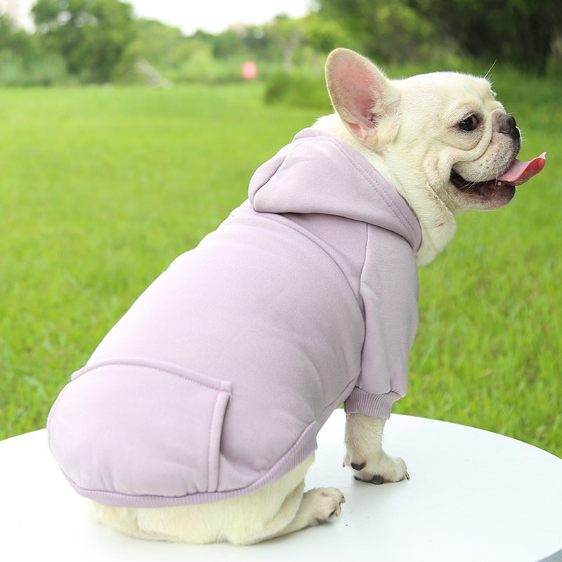 1pc Cozy Pet Hoodie Sweatshirt - All-Season Pullover Dog Jacket with Fleece Lining, Pocket, and Hood for Small to Medium Breeds - Woven Polyester Doggy Costume for Chihuahuas, French Bulldogs & More