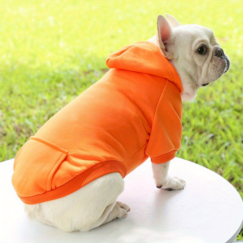 1pc Cozy Pet Hoodie Sweatshirt - All-Season Pullover Dog Jacket with Fleece Lining, Pocket, and Hood for Small to Medium Breeds - Woven Polyester Doggy Costume for Chihuahuas, French Bulldogs & More