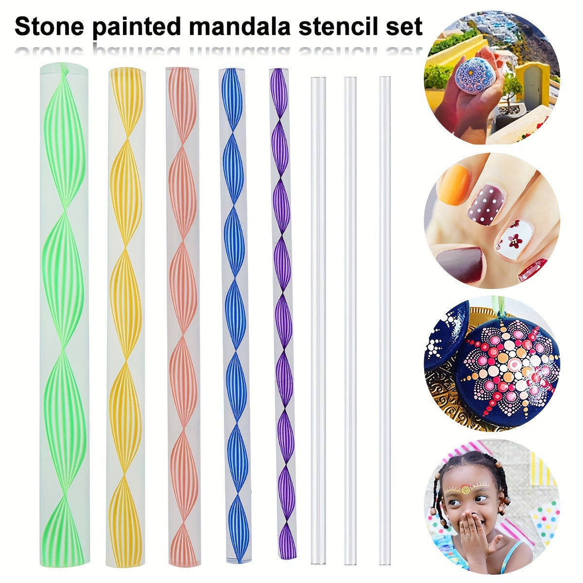 16pcs Mandala Dotting Tool Kit for Rock & Ceramic Art - Includes Acrylic Pens, Stencils & Tray - Durable Plastic Craft Set for Home Decor and Creative Projects