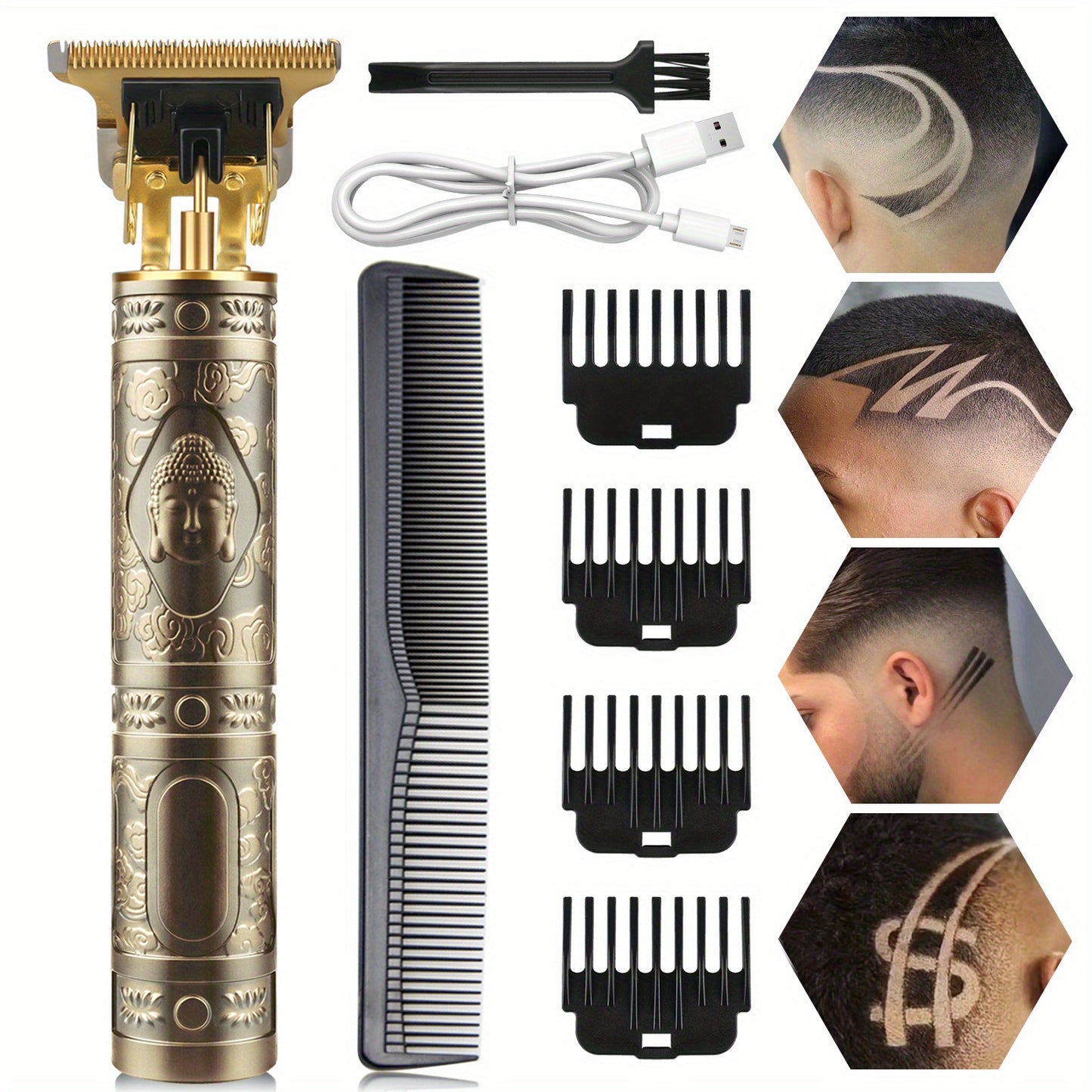 1Pc Hair Clippers for Men, Cordless Electric Hair Trimmer Set, Rechargeable Beard Trimmer Shaver, Electric T Blade Trimmer Zero Gapped Edgers Hair Cutting Kit for Men's Gift