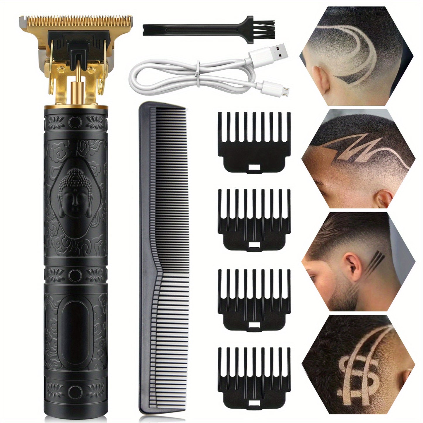 1Pc Hair Clippers for Men, Cordless Electric Hair Trimmer Set, Rechargeable Beard Trimmer Shaver, Electric T Blade Trimmer Zero Gapped Edgers Hair Cutting Kit for Men's Gift