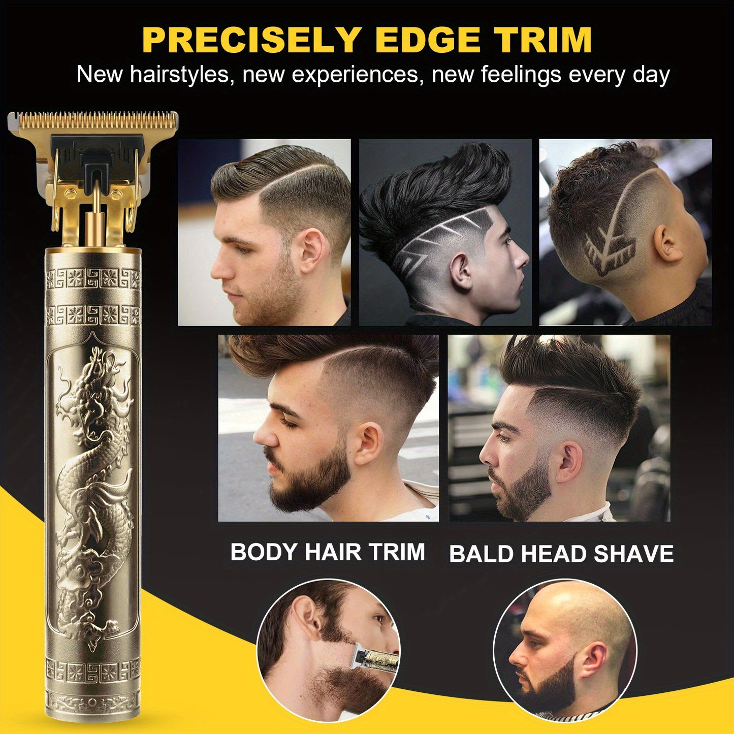 1Pc Hair Clippers for Men, Cordless Electric Hair Trimmer Set, Rechargeable Beard Trimmer Shaver, Electric T Blade Trimmer Zero Gapped Edgers Hair Cutting Kit for Men's Gift