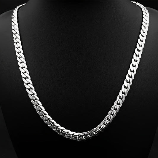 925 Sterling Silver Men's Flat Chain Necklace, Fashionable And Durable Accessories