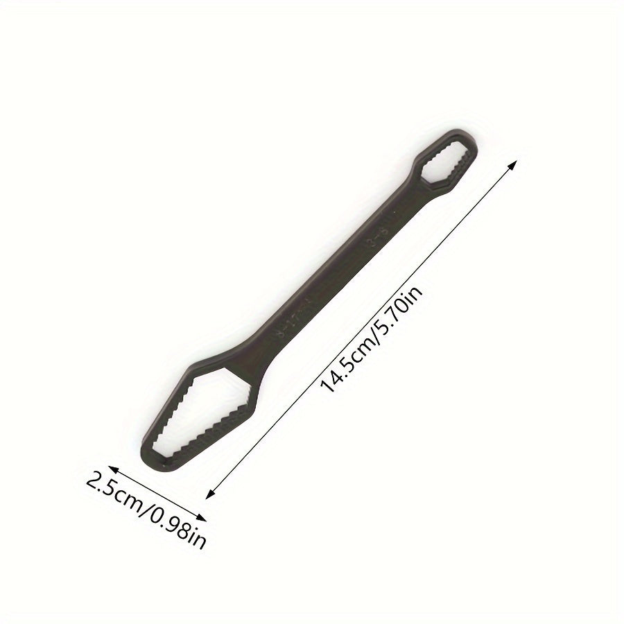 1pc Multi-purpose Black 5mm Thick Torx Wrench, Adjustable Self-Tightening Dual-Head Spanner, Wrench Mouth Size 3-17mm, Portable Manual Tool For Automotive & Home Use