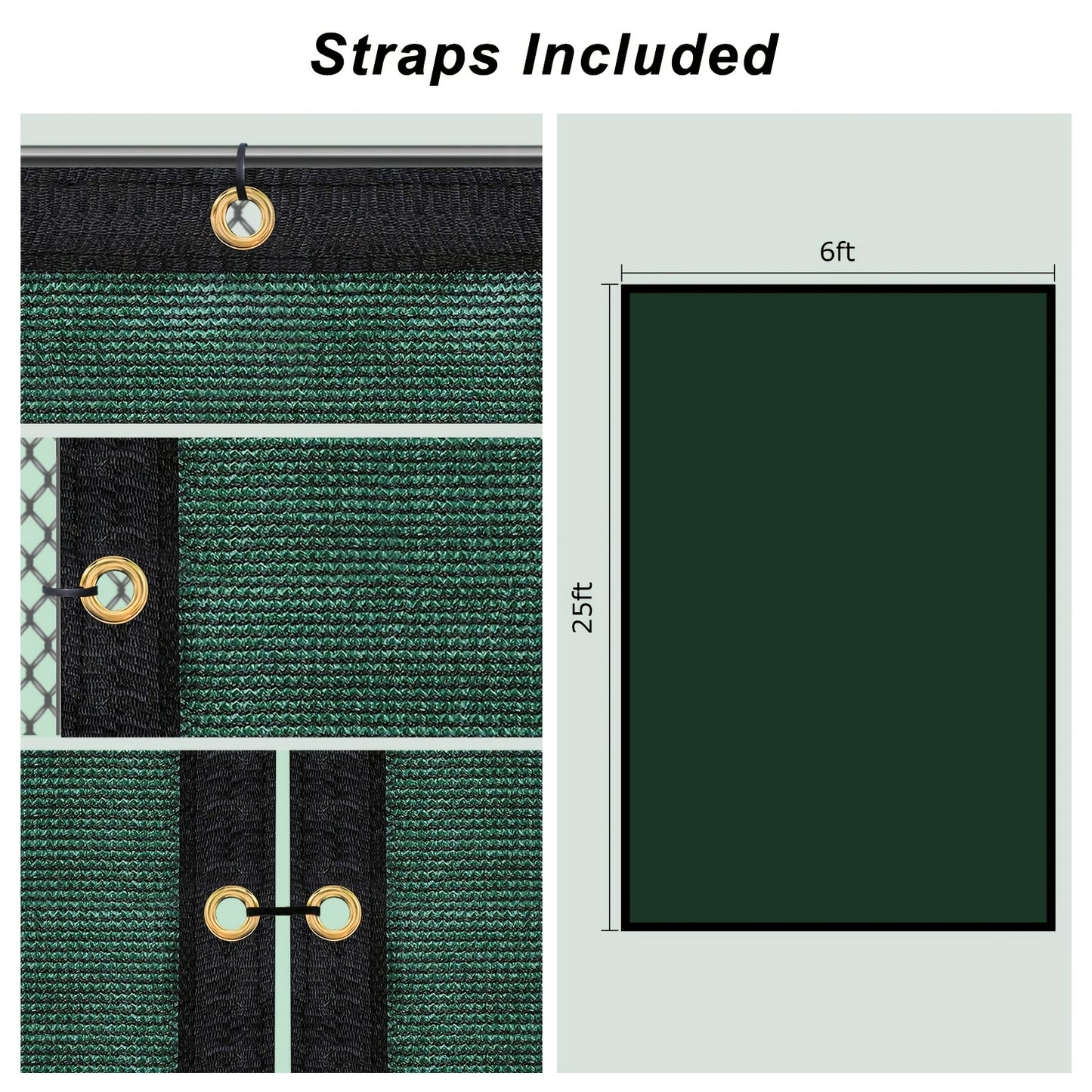 8ft x 50ft Golden Privacy Screen Fence - Heavy Duty, Sun-Protected HDPE Mesh Shade Net with Brass Grommets & 80 Straps - Ideal for Garden, Backyard, Patio Wall - Blocks Noise, Street View & Unwanted Pets, Garden Shade Cover|D