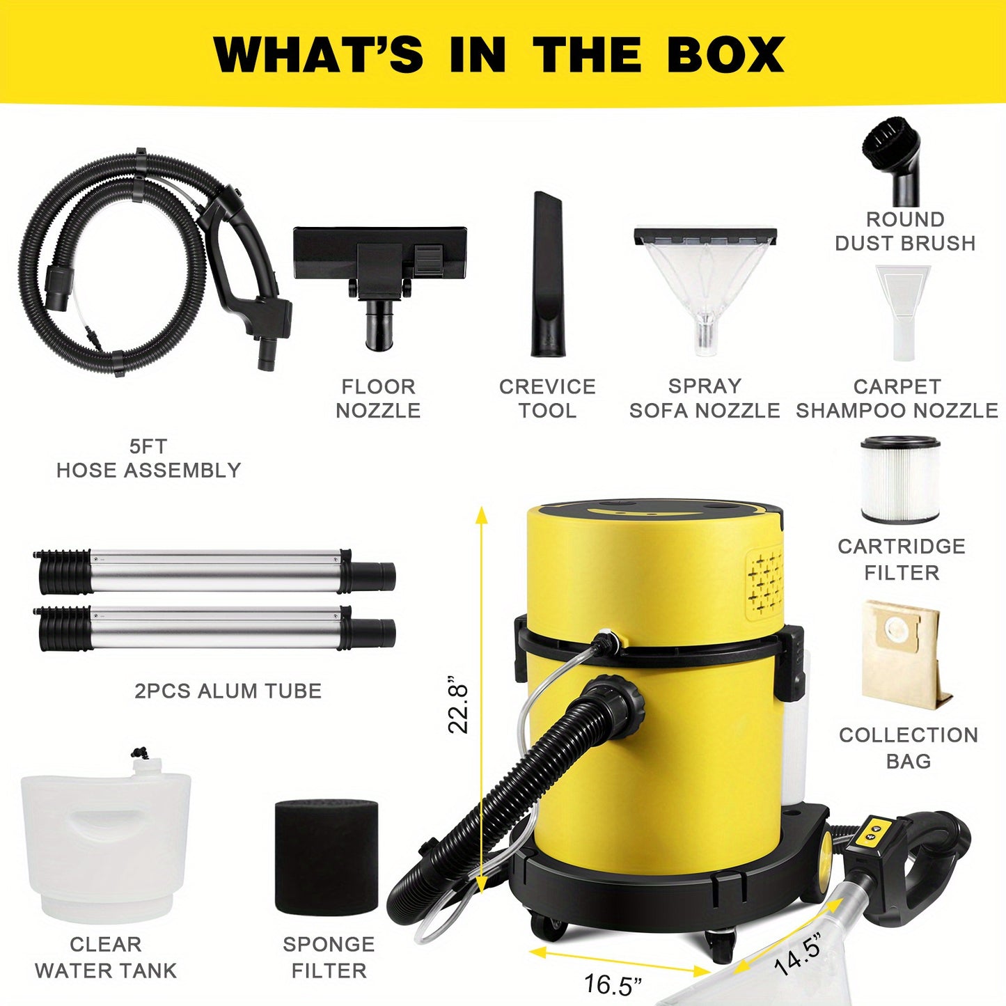 Ultimate 5.5 Peak HP 4-in-1 Portable Vacuum: 6 Gallon Wet/ Dry Shop Vac Carpet Cleaner for Home and Shop - Ideal for Carpets, Floors, Upholstery, Cars, and More!