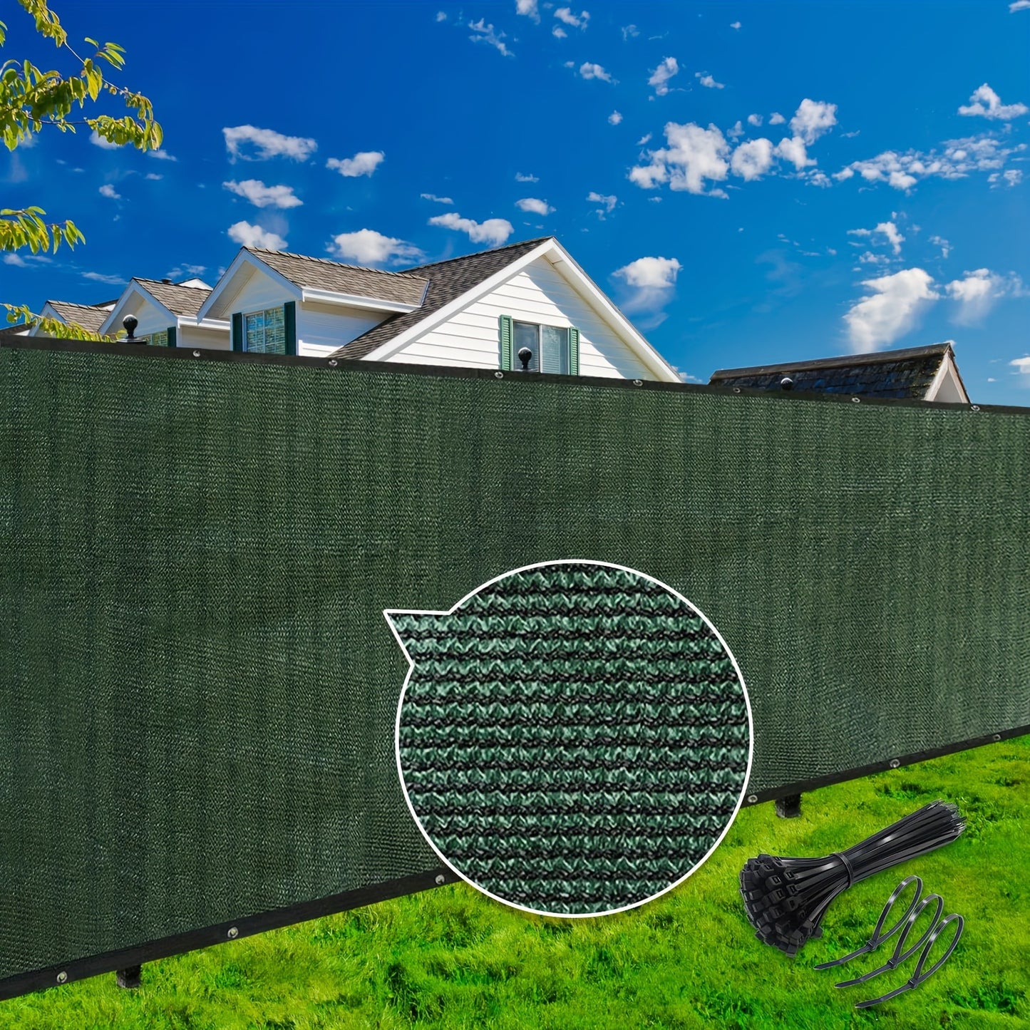 8ft x 50ft Golden Privacy Screen Fence - Heavy Duty, Sun-Protected HDPE Mesh Shade Net with Brass Grommets & 80 Straps - Ideal for Garden, Backyard, Patio Wall - Blocks Noise, Street View & Unwanted Pets, Garden Shade Cover|D