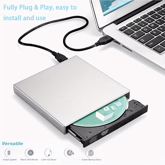 External DVD CD/DVD-ROM CD-RW Player Portable External CD-RW Drive DVD-RW Burner Recorder Player for Laptop Desktop Computer with Storage Bag . 1 pc cable includes charging and data transfer.