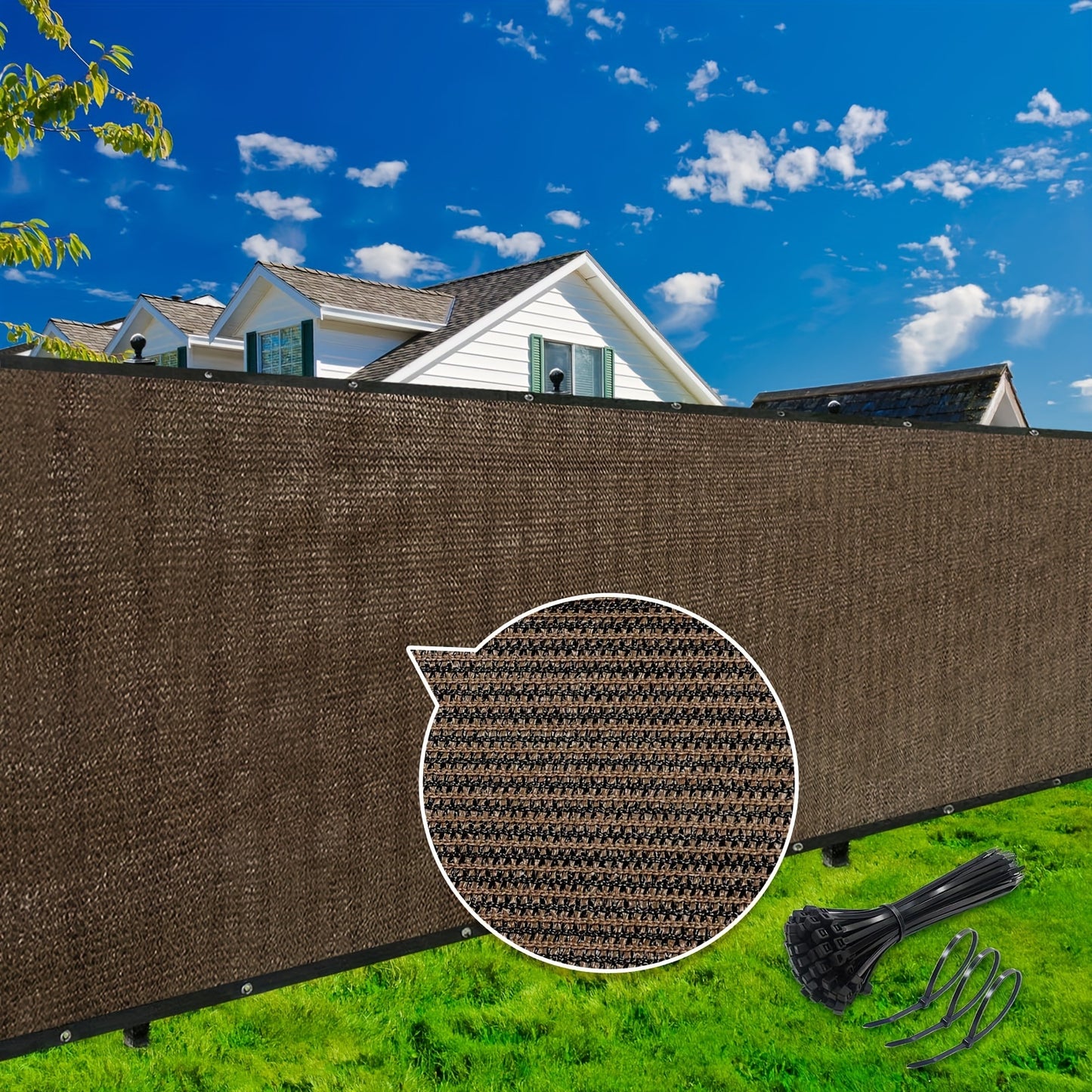 8ft x 50ft Golden Privacy Screen Fence - Heavy Duty, Sun-Protected HDPE Mesh Shade Net with Brass Grommets & 80 Straps - Ideal for Garden, Backyard, Patio Wall - Blocks Noise, Street View & Unwanted Pets, Garden Shade Cover|D