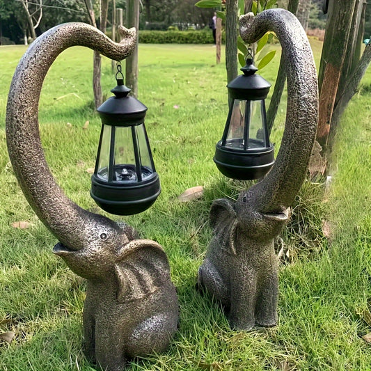 1 Pc Solar Elephant Statue, Outdoor Garden Resin Crafts For Elephant Statues, Art Decorations With Solar LED Lights, Garden Greening Garden Sculptures, Used For Courtyard Lawn Home Decoration