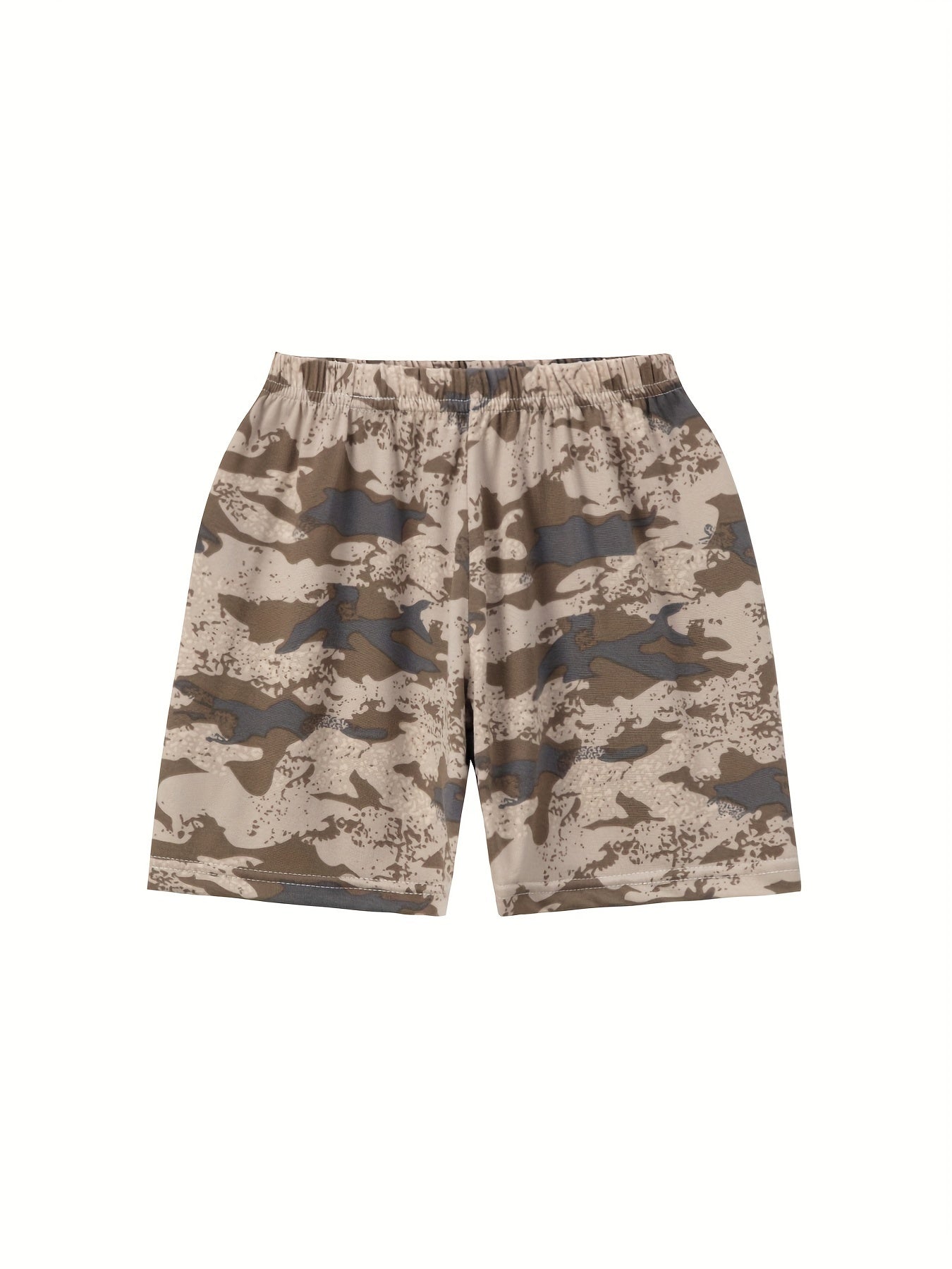 3pcs Boys Camouflage Sets, Comfy Short Sleeve T-shirt + Shorts + Elatsic Waist Pants, Loose Set For 4-14 Years Old In Spring And Summer