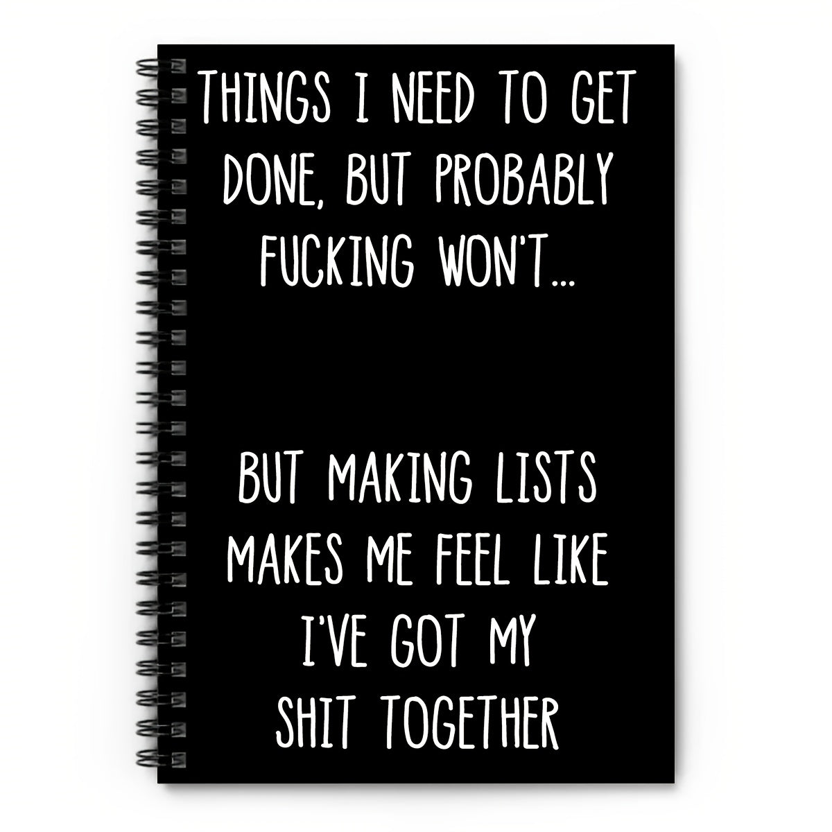 1pc Humorous Spiral Notebook, "I've Got My Shit Together" To-Do List Planner, Inappropriate Gift for Coworkers & Friends, Black Paper, Plain Ruled, Perforated Pages, 5.5x8.3 inches