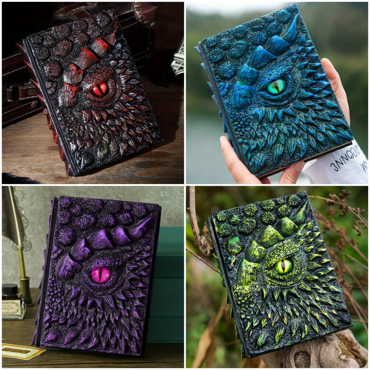 120sheets 240pages 1050g Resin Engraving 3D Dragon Eye Embossed Dragon Journal Writing Notebook for Man/Woman Handmade Travel Journal Dnd notebook for Dragon Lovers