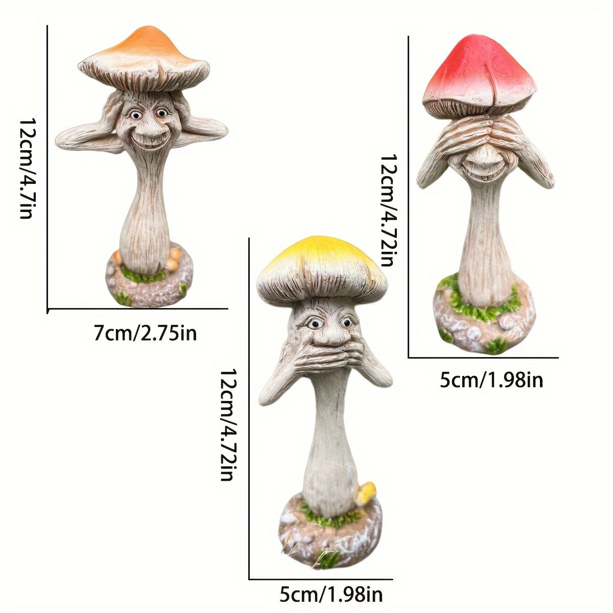 Whimsical Mushroom Trio: Classic Outdoor Garden Decor - No Power Needed