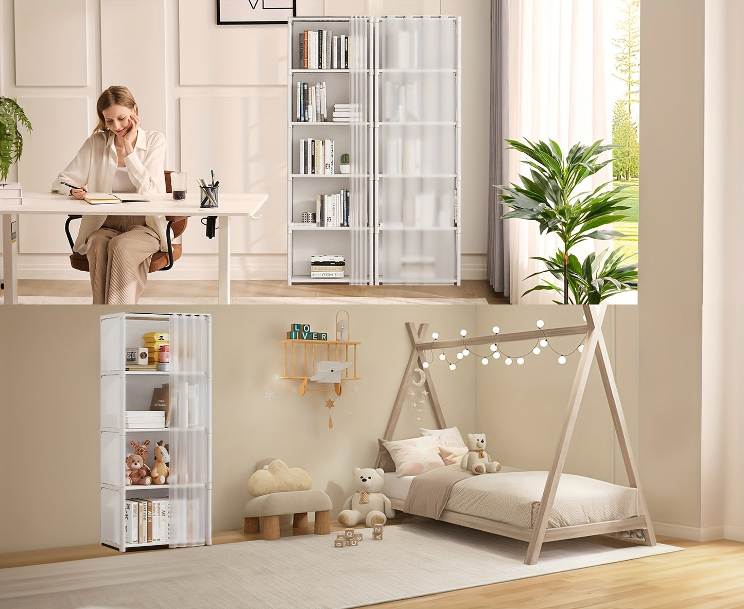 [White Space-Saving Bookcase] 5/6-Tier White Bookcase - Space-Saving Dustproof Storage Rack - Versatile Display Cabinet