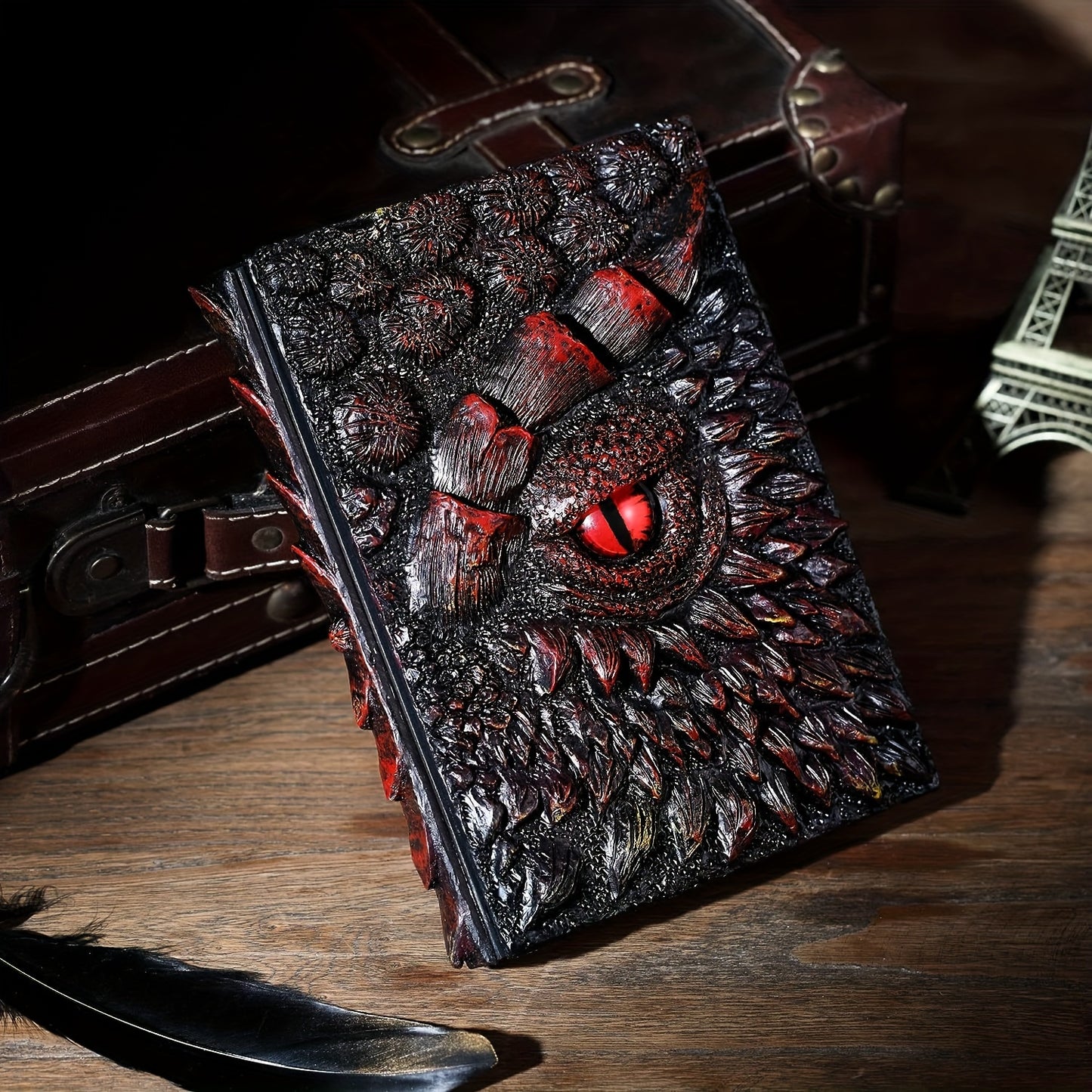 120sheets 240pages 1050g Resin Engraving 3D Dragon Eye Embossed Dragon Journal Writing Notebook for Man/Woman Handmade Travel Journal Dnd notebook for Dragon Lovers