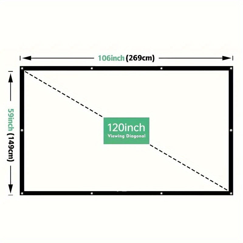 1pc 2025 Portable HD Projection Screen 100/120 Inch - Foldable Wrinkle-Free Oxford Cloth Manual Home Theater Screen for Indoor & Outdoor Use, Backyard Movies, Camping, Media Display, Camping Entertainment | Landscape Compatib