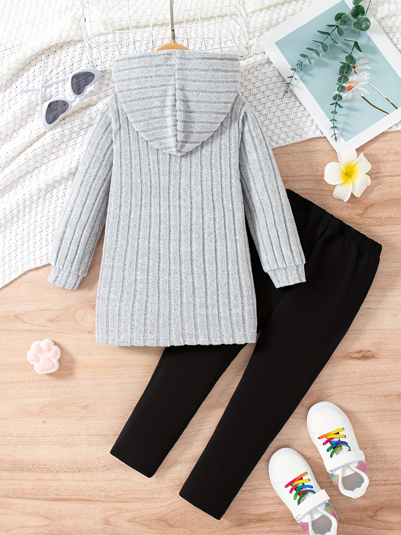 Cartoon Pattern Knit Set For Girls, Long Sleeve Top And Pants, Casual And Comfortable Outfit For Outdoor Activities in Spring And Autumn