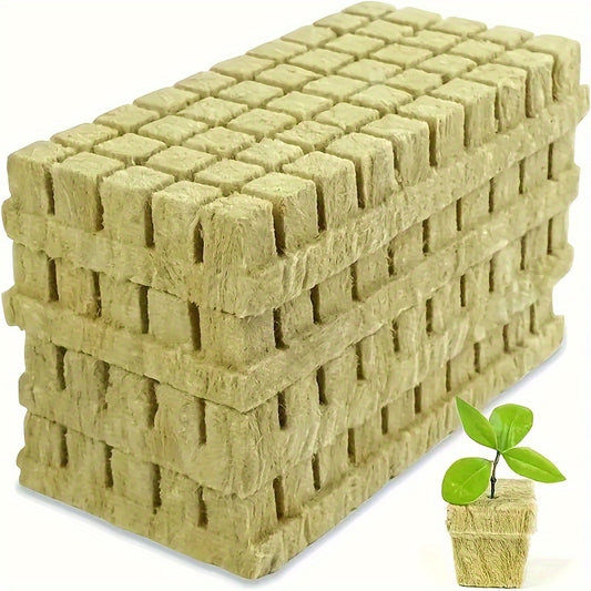 [100/200/300pcs Rockwool Starter Cubes] 100/200/300pcs Rockwool/ Stonewool Starter Cubes for Cuttings, Plant Propagation, and Seed Starting, Plant Germination Equipment