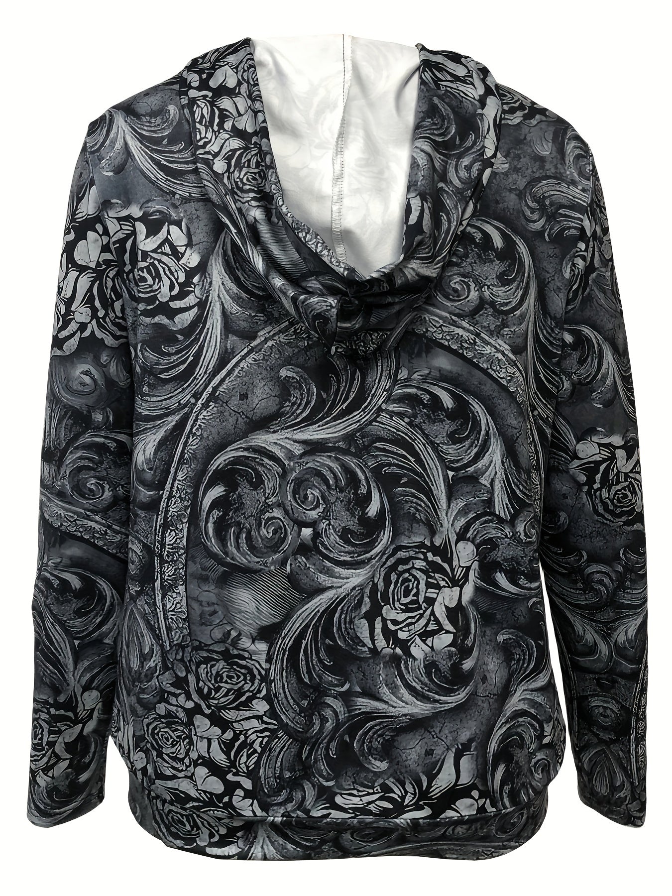 Skull Floral Hoodie - Ultra-Comfortable Casual Design, Long Sleeve for Added Warmth - Perfect for Spring and Fall Seasons, Designed Exclusively for Womens Clothing