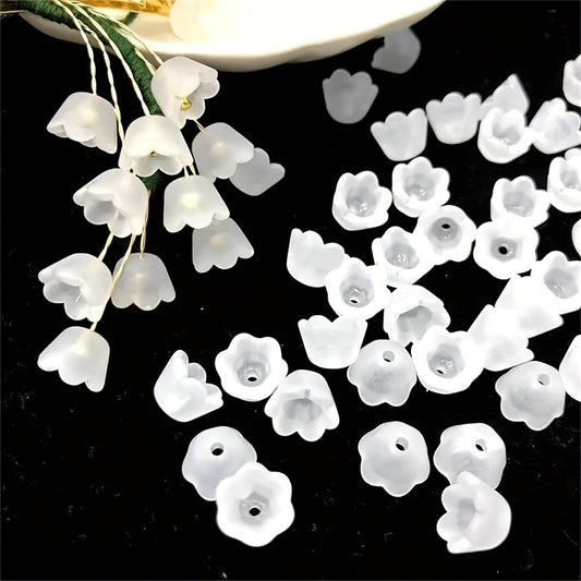 Elegant White Lily Wind Chime Beads - Ideal for DIY Jewelry & Crafting Projects, Perfect for Bracelets, Necklaces, Rings - Exquisite Handcrafted Accents with Detailed Flower Design