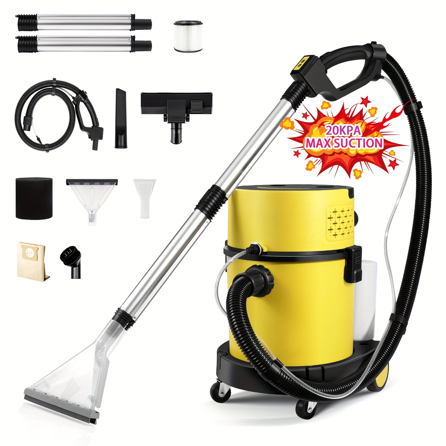 Ultimate 5.5 Peak HP 4-in-1 Portable Vacuum: 6 Gallon Wet/ Dry Shop Vac Carpet Cleaner for Home and Shop - Ideal for Carpets, Floors, Upholstery, Cars, and More!