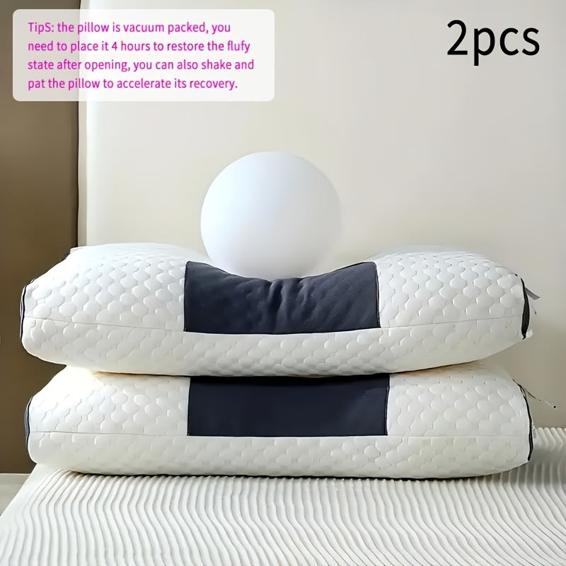 4/2/1pc Soft Adjustable Knitted Massage Pillow with Detachable Cover - Vacuum Compression Design, Ultrasound Embossed Bubble Mesh & Gel-Filled for Neck Relief, All-Season White Bed Pillow, Comfortable Sleep | Highquality Fabr