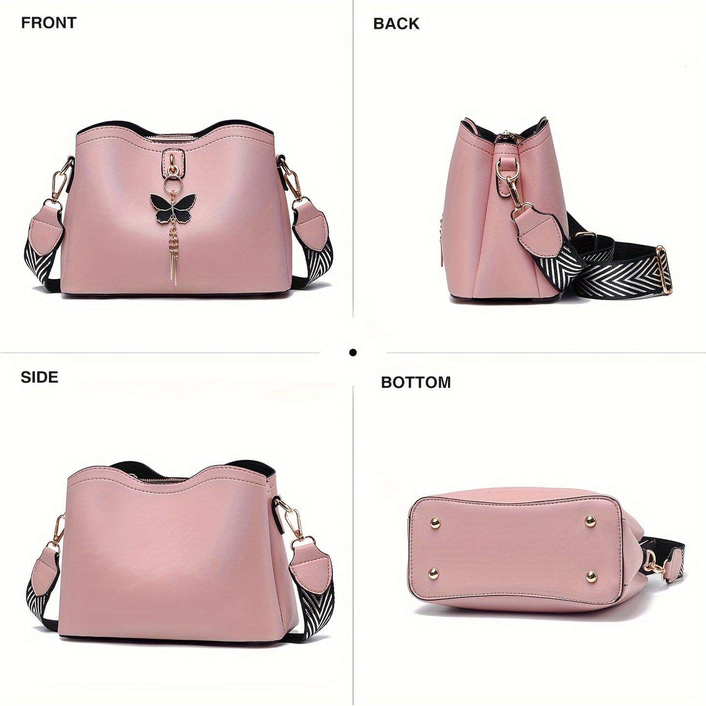 Small Lightweight Crossbody Bags, Fashion Butterfly Bucket Purses Handbags Shoulder Bag For Women