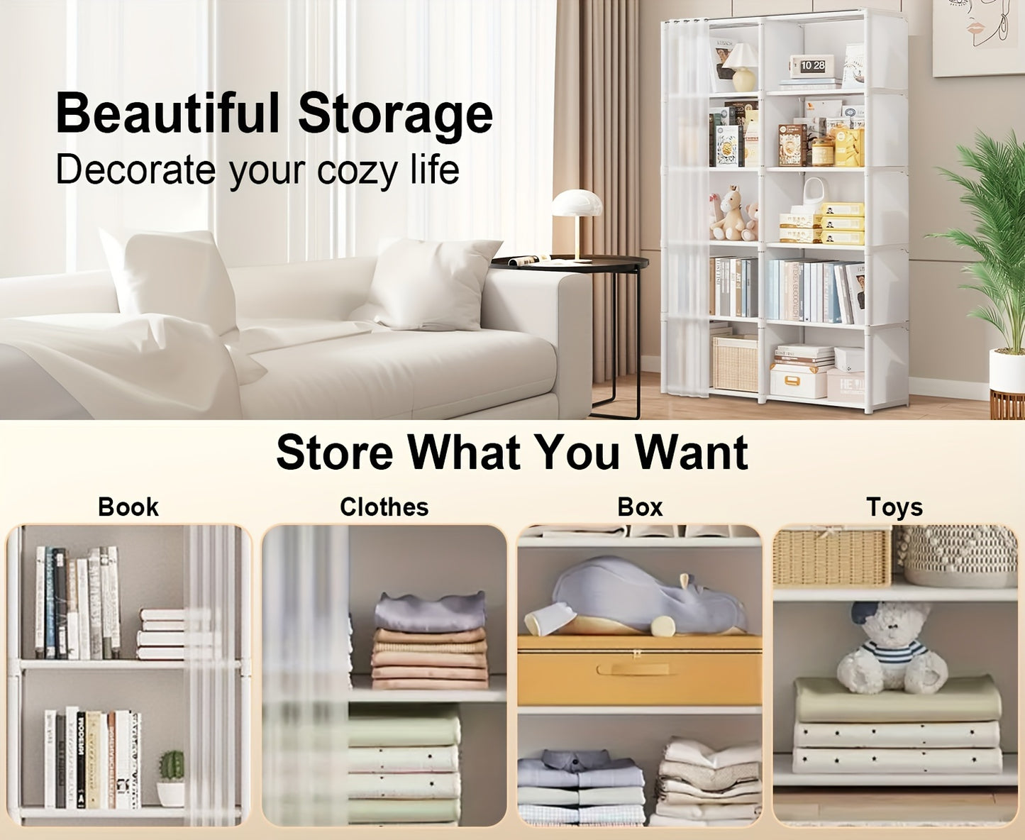 [White Space-Saving Bookcase] 5/6-Tier White Bookcase - Space-Saving Dustproof Storage Rack - Versatile Display Cabinet